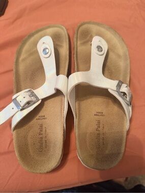 White Leather Toe-Post Sandals - Casual Women’s Comfort